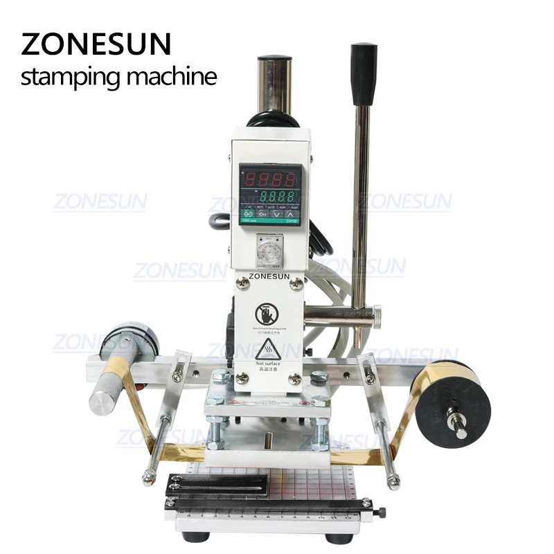 ZONESUN ZS90A Digital Manual Leather Wood PVC Card LOGO Metal Hot Foil Stamping Creasing Embossing Machine Heat Press Machine