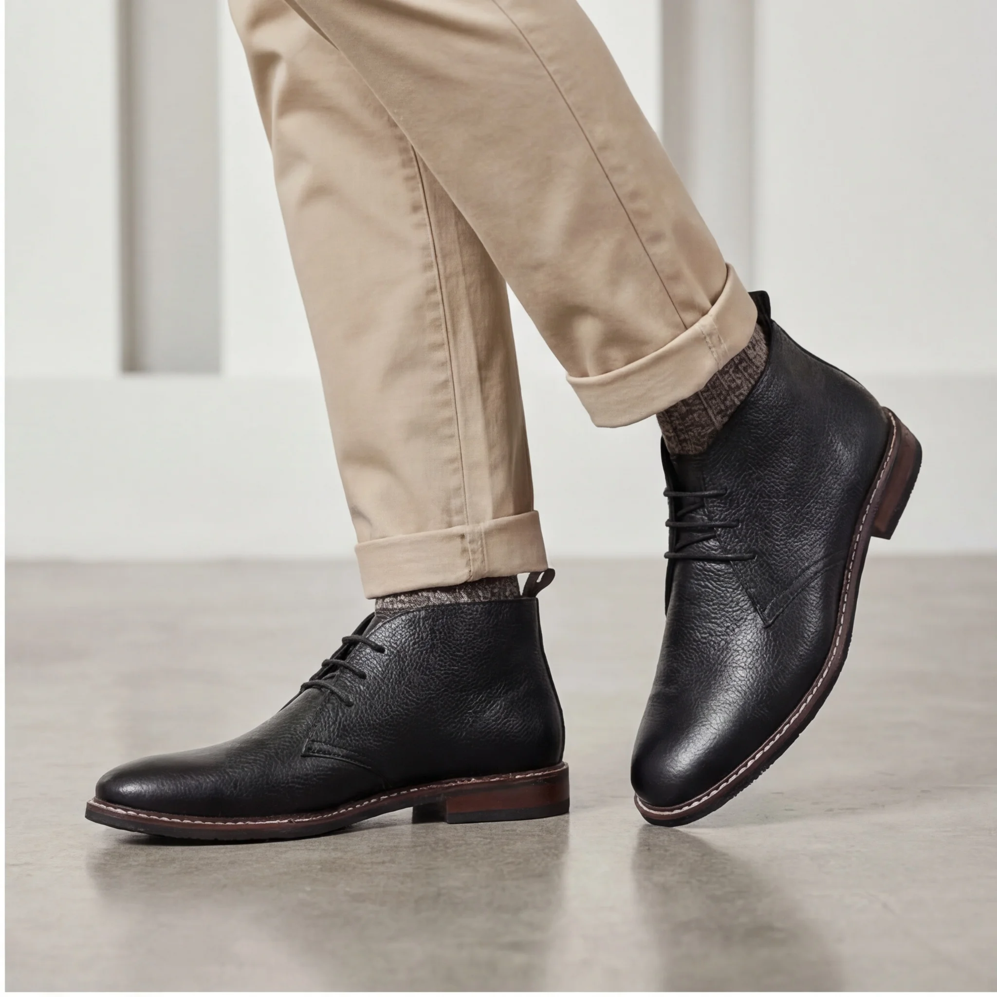 100% Leder Herren Chukka Boots Modische Bequeme Marken-Knöchelstiefel Echtleder Desert Boots # KD585 – Detail 17