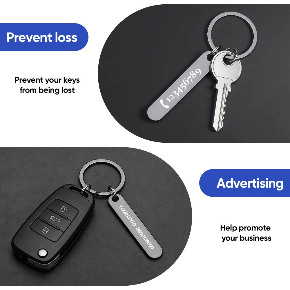 1PCS Free Customized Keychains Titanium Bar Keyring Personalized Laser Engraving Logo for Phone Number Name Car Key Chain Gifts