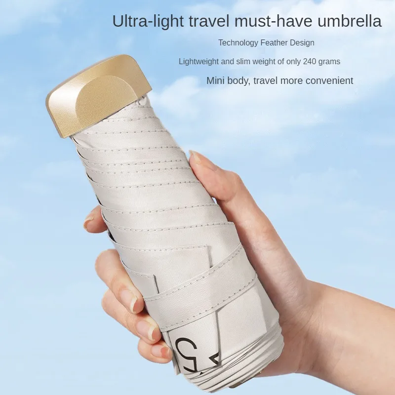 Sunscreen 50% Off Eight-bone Mini  Umbrella Pocket Capsule Umbrella Vinyl Six-bone Folding Sun Parasol Sunny Rain  Academy