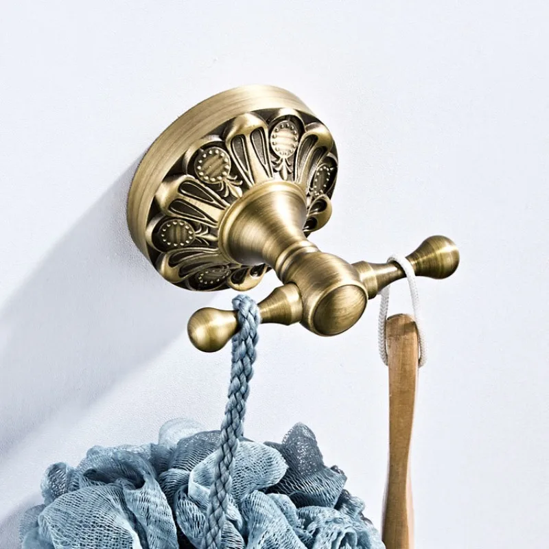Bronze Clothes Hook Flower Chassis Antique Craft Robe Hat Hook Brass Bathroom Hardware Wholesale