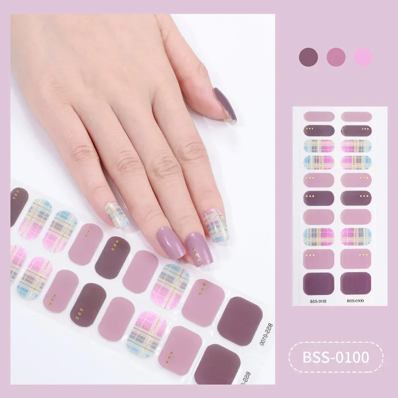 Fashion Semi Cured Gel Nails Art Sticker Waterproof Semi Cured Nail Decoration Manicure UV LED Lamp Glitter Flower Nail Decals