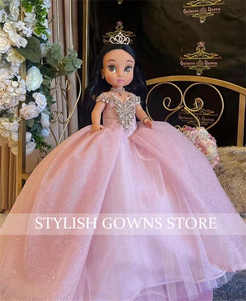 Roze Liefje Speciale Link Voor Gepersonaliseerde Quinceanera Handgemaakte Poppenjurk Voor Barbie Kralen Crystal Robe De Bal