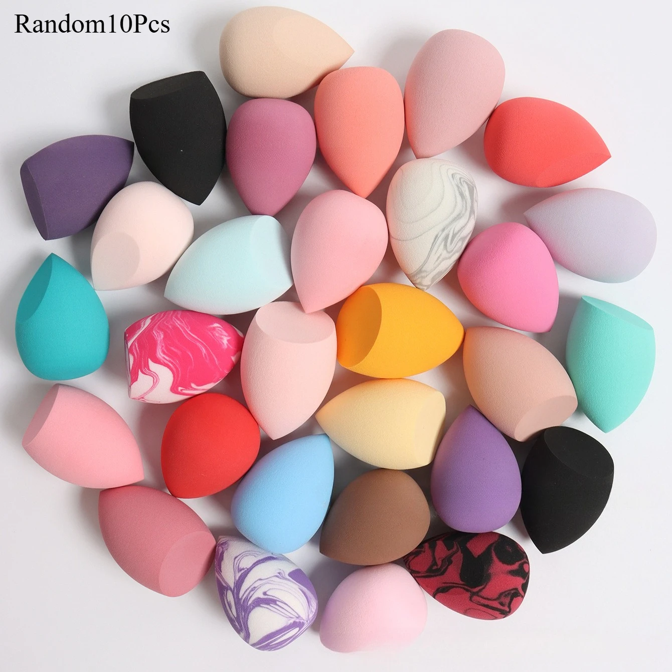 10Pcs Soft And Delicate Powder Puff, Large Size Beauty Egg, No Powder, Makeup Egg, Water Droplet, Oblique Cut, Wet And Dry Dual-