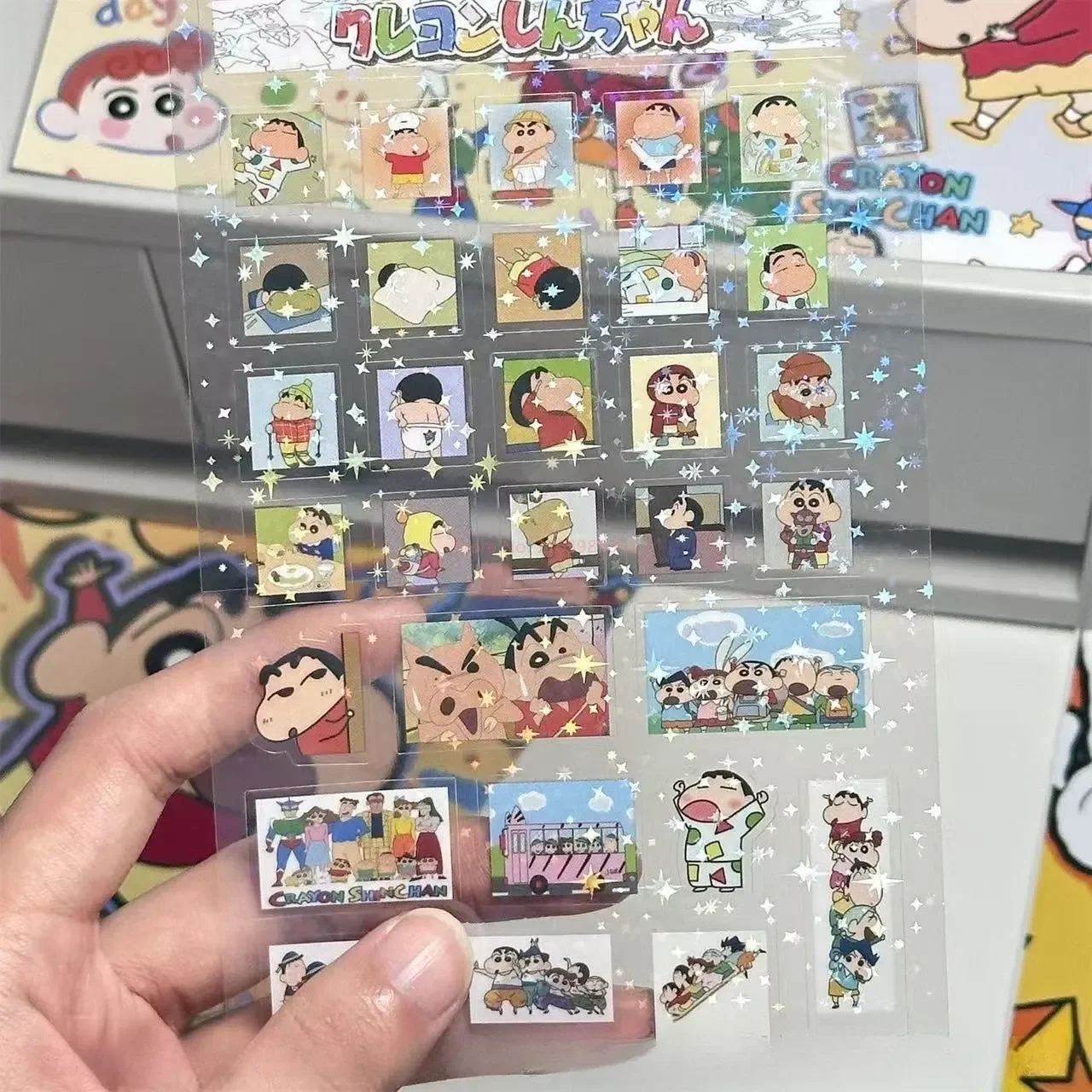 5 قطعة تلوين شين مزدوجة شفافة قطع غشاء ملصق Diy بها بنفسك حساب اليد الديكور الليزر شفافة ملصق مضاد للمياه هدية