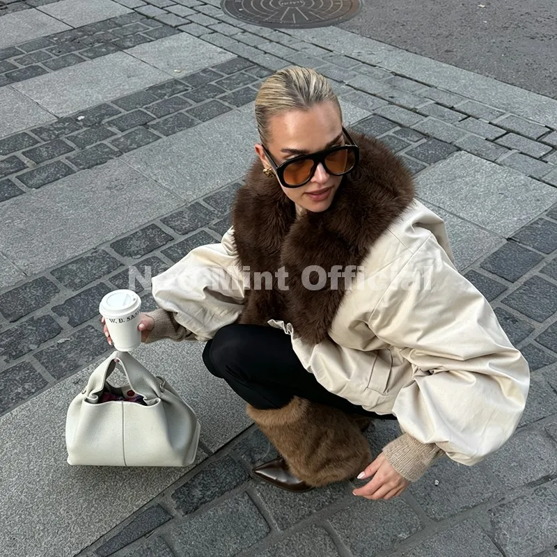 Neo Mint 2026 Winter Luxury Fur Collar Puffer Parka Jacket Women Warm Padded Quilted Coat Iconic Fashion Girls Outerwears