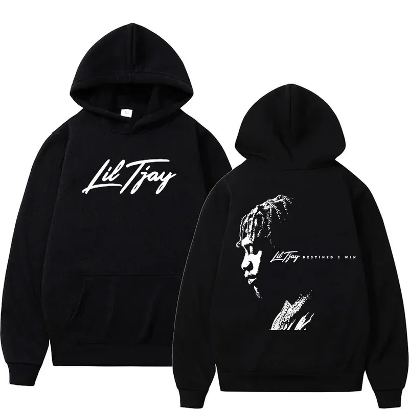 Rapper Lil Tjay Graphic Hoodie Destined 2 Win Music Album Pullover Sweatshirt Men Women Hip Hop Fashion Hooded Gothic Streetwear