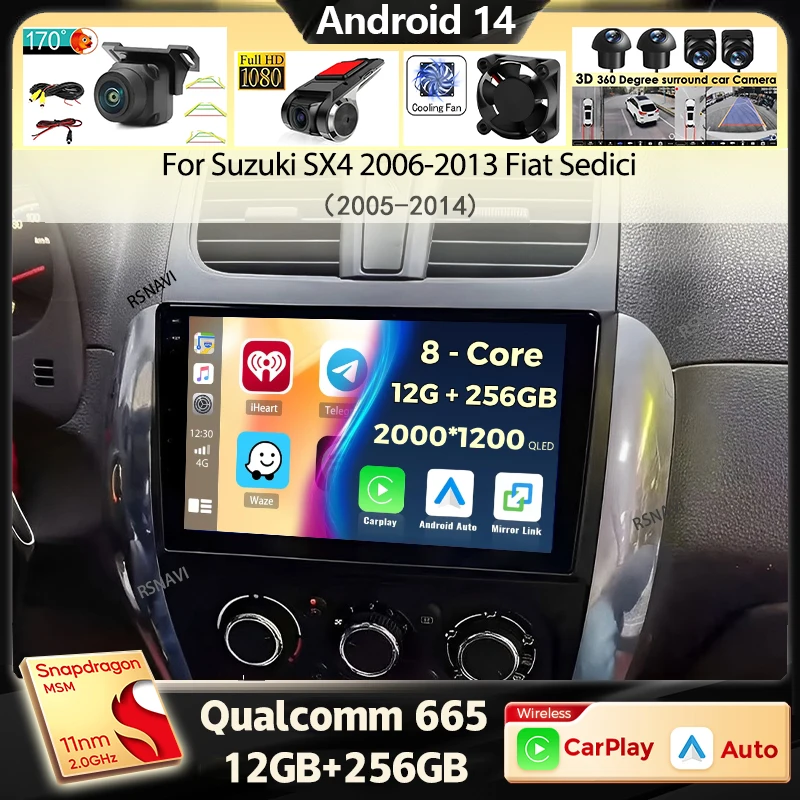 

Android 14 Car Radio For Suzuki SX4 2006-2013 Fiat Sedici 2005 - 2014 Navigation GPS Multimedia Player Stereo WiFi+4G Carplay BT