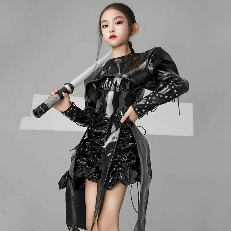 Meninas Hip Hop Roupas de Dança, Palco Roupas, Street Dance Costumes, Crianças Jazz Performance, Terno Preto, Moda