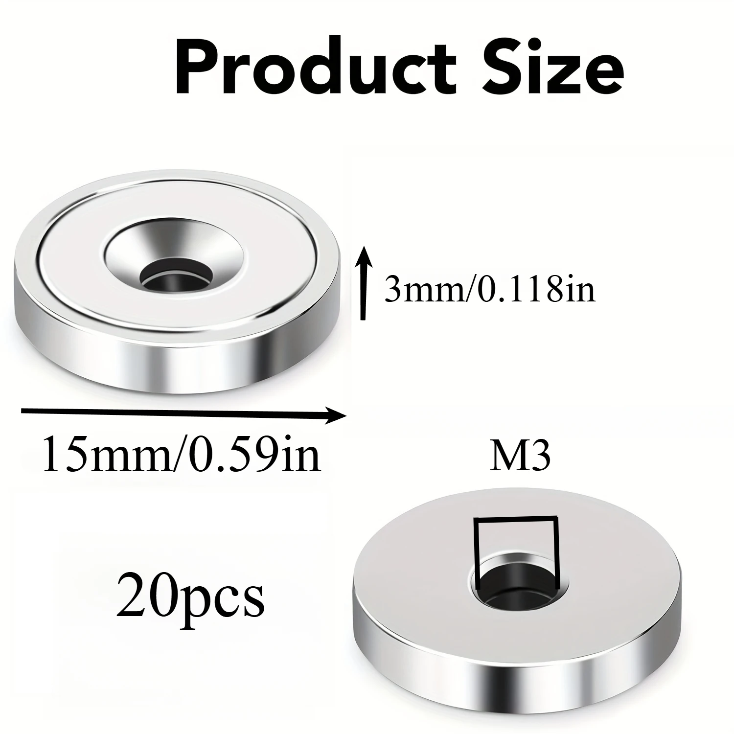 10x5/12x5/15x3/20x3mm Senkmagnete in verschiedenen Ausführungen, geeignet für Labore, Lautsprecher, Türen und Fenster – Detail 5