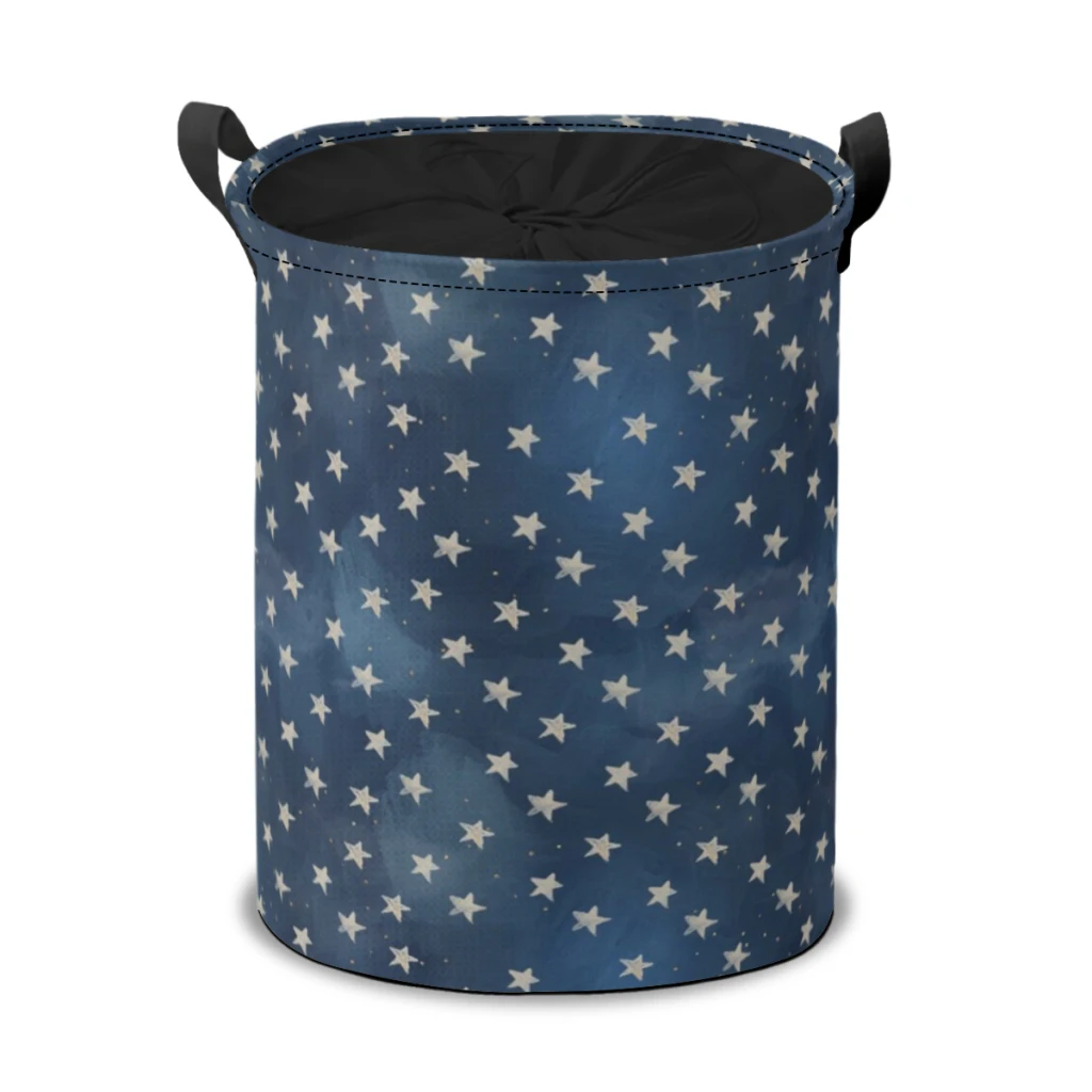 

Bundle Device Laundry Basket Watercolor Stars Blue Fabric Laundry Moving Folding Dirty Laundry Basket