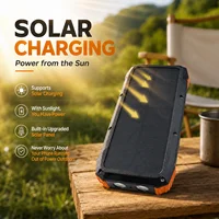Batterie externe solaire 100000mAh, charge rapide sans fil, chargeur portable, câbles intégrés, lampe torche LED pour le camping, les voyages et les situations d'urgence 4