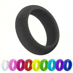 1pc 8mm Unisex Rainbow Silicone Rings Hypoallergenic Flexible Sports Antibacterial Wedding Women Silicone Finger Ring