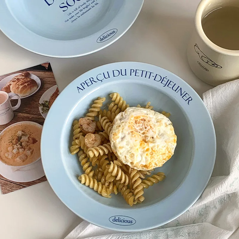 English Western Food Set Breakfast Plate French Vintage Soup Cup Coffee Mug Cream Style Tableware Yellow Ceramic Bowl