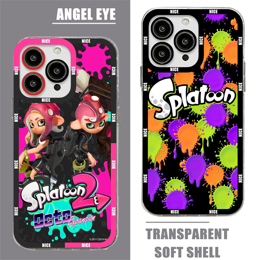 Game Splatoon Art Phone Case For iPhone 15 14 13 12 Mini 11 Pro Max X XR XS 6 7 8 SE 2020 Plus Soft Silicone Transparent Cover