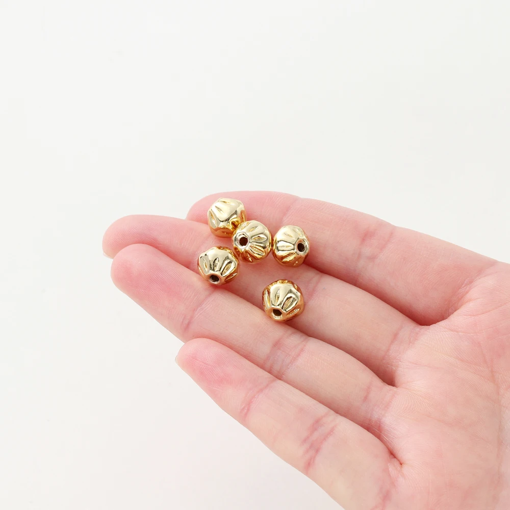 5Pcs/Lot 14K/18K Gold Color Plated Brass Chrysanthemum Beads Spacer Beads for DIY Bracelet Necklace Jewelry Making Accessories image 5