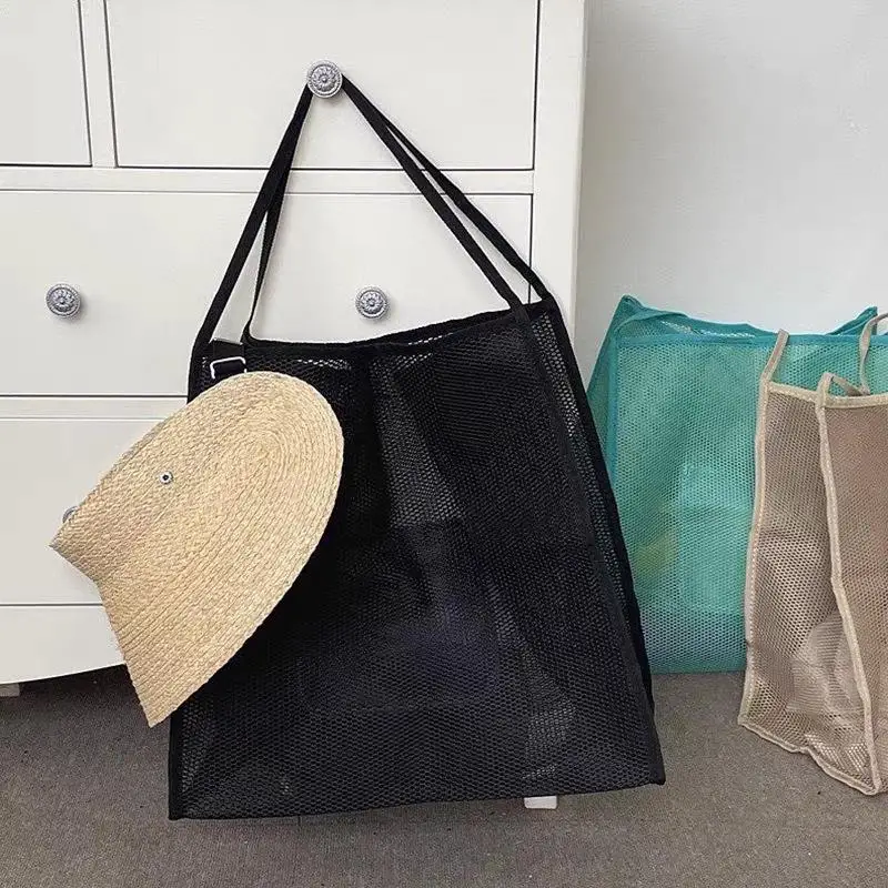 Mesh  Lightweight Breathable Quick Dry Travel Tote For Beach Trips Outdoor Activities Storage Towels Toys
