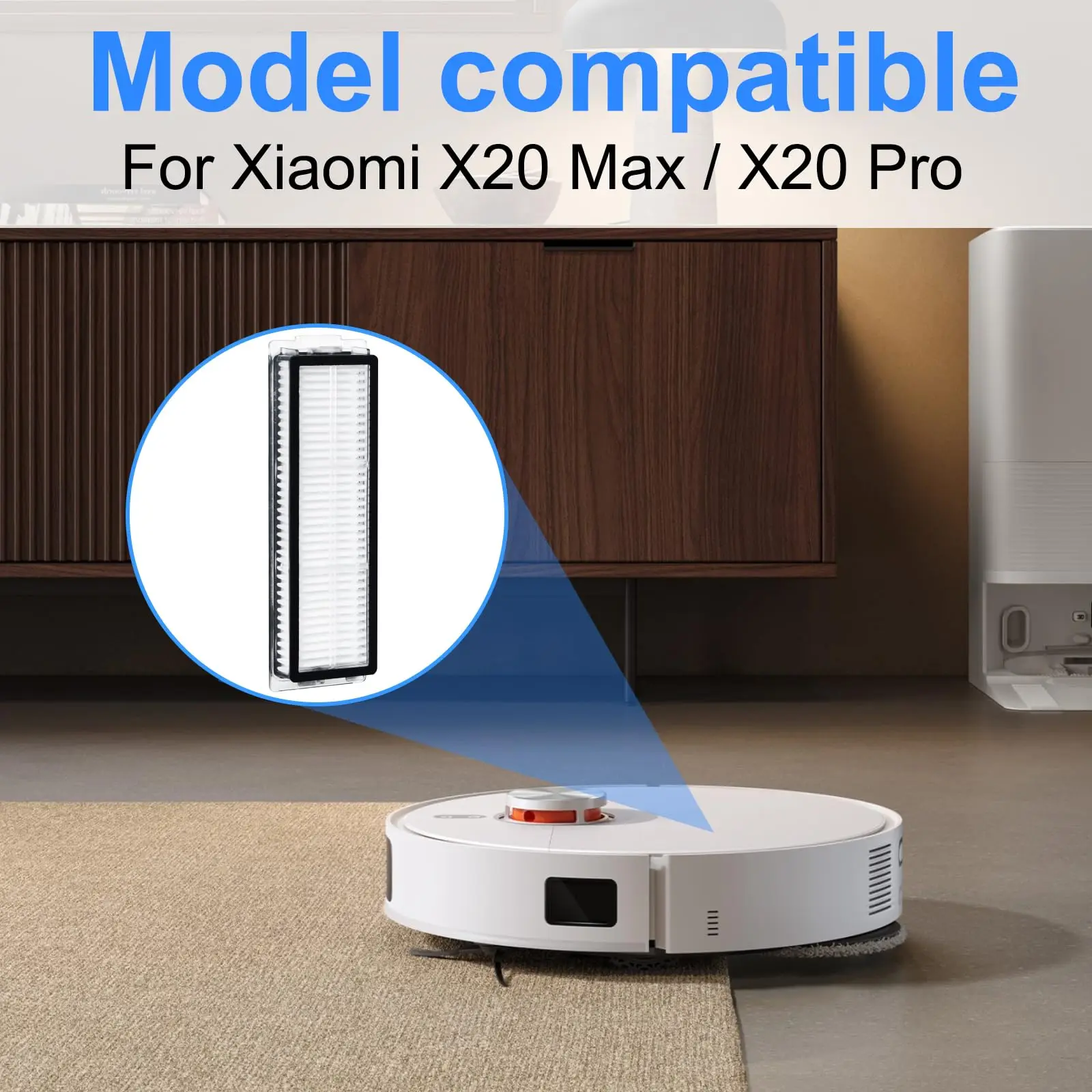 ملحقات فلتر Hepa لجزء استبدال المكنسة الكهربائية الروبوتية Xiaomi X20 Max/X20 Pro/Mijia M30، فلتر قابل للغسل وإعادة الاستخدام #2