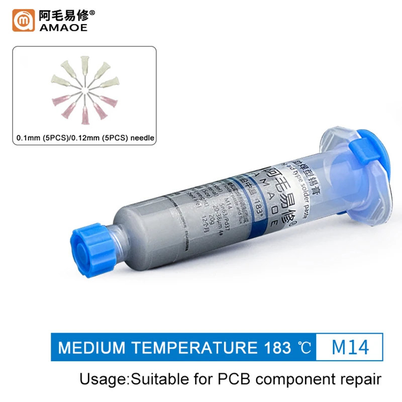 AMAOE M15 M14 Syringe Soldering Flux Tin Paste 138℃ 183℃ Melting  Paste for Mobile Phone PCB Repair Tool Point Solder