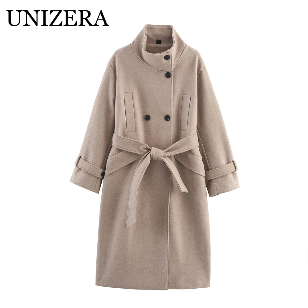 

Winter new women's clothing European and American style long two tone woolen women's thick coat jacket