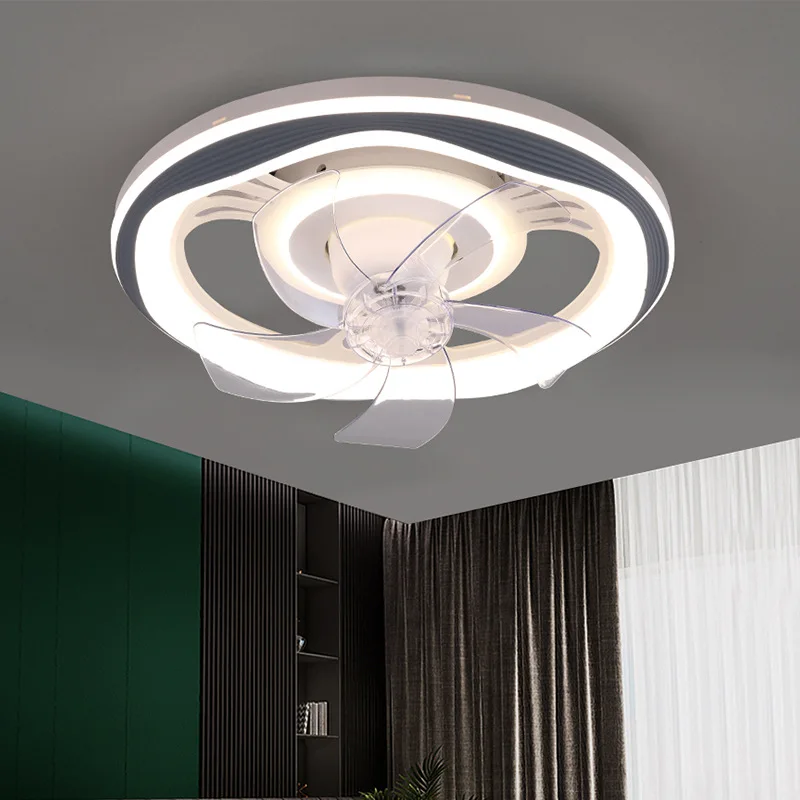 Modern Simple Invisible Fan Light LED Living Room Bedroom Ceiling Fan Light Nordic Light Luxury Timed Remote Control Fan Lamp