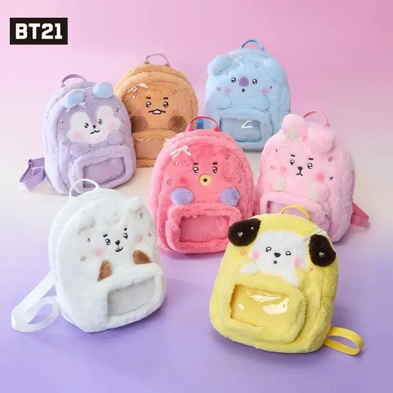 BT21 cartoon cute plush doll backpack kawaii for boys and girls storage bag itabag fan support anime merchandise wholesale
