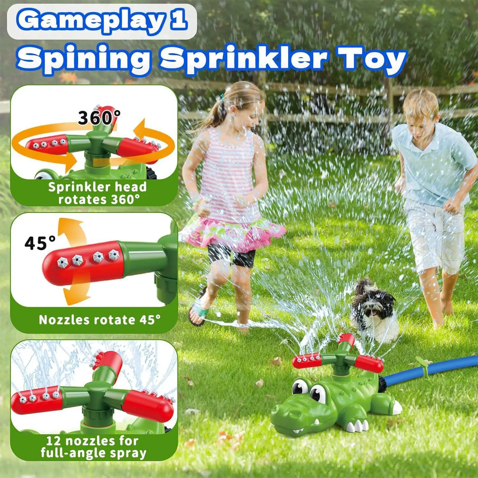 子供用水スプリンクラー漫画ワニロケット打ち上げゲーム子供用屋外スプリンクラーおもちゃスイミングプールビーチガーデン中庭用