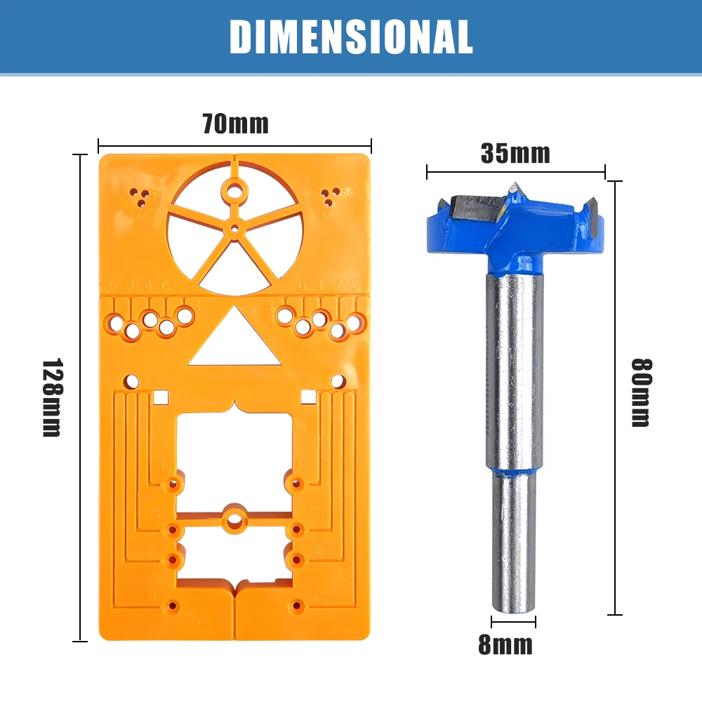 9Pcs 35mm Adjustable Forstner Drill Bit set Hinge Jig Position tools Woodworking Cabinet door drilling guide locator Sets