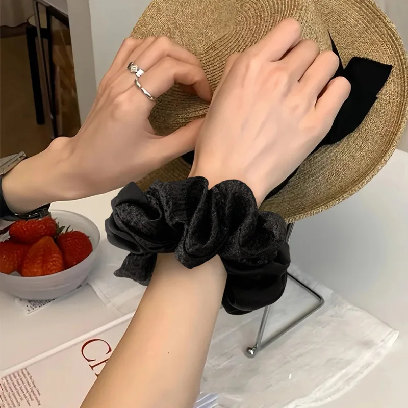 Large scrunchie women 2024 new high-end head rope black senior sense hair rope tied head flower headwear hair accessories large