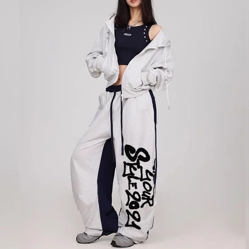 Vintage Letter Patchwork Y2K Sweatpants Women Hip Hop High Waist Pants American High Quality Bf Gothic Harajuku Trousers Korean