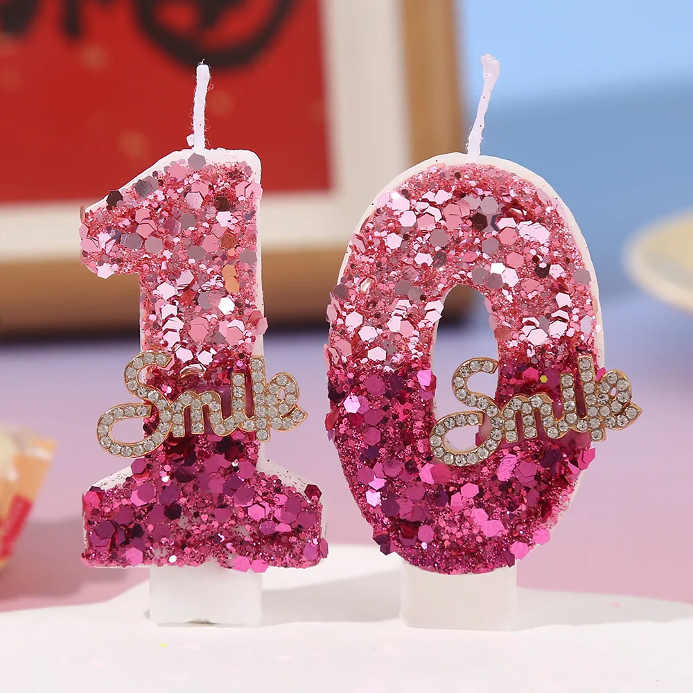 Pink Sequined Birthday Candles, Silver 
