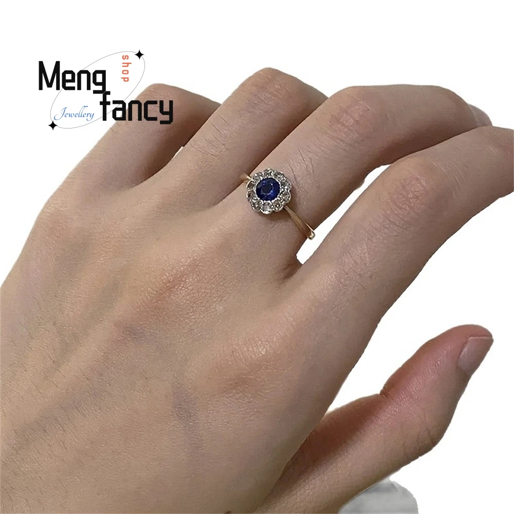 New Oval-encircled Blue Zircon Ring Features A Fashionable And Elegant Light Luxury Design Fashion Jewelry Exquisite Elegant