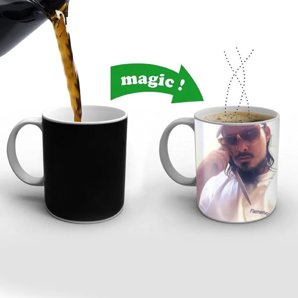 

Singer Y-Yung B-Beef Classic Coffee Mugs Creativ Color Changing Milk Tea Cup Ceramic Magic Heat Sensitive Mug Gifts