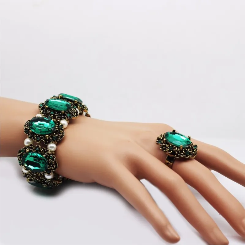 quality Golden green crystal stone bohemia R setro s style bracelets fashion jewelry women weddinglovers gift brand