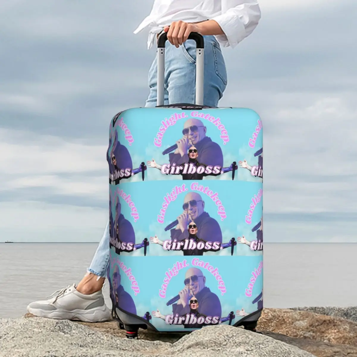 

Mr. Worldwide Says To Girlboss Suitcase Cover Protection Elastic Trip Luggage Protector Covers for 18-32 Inch