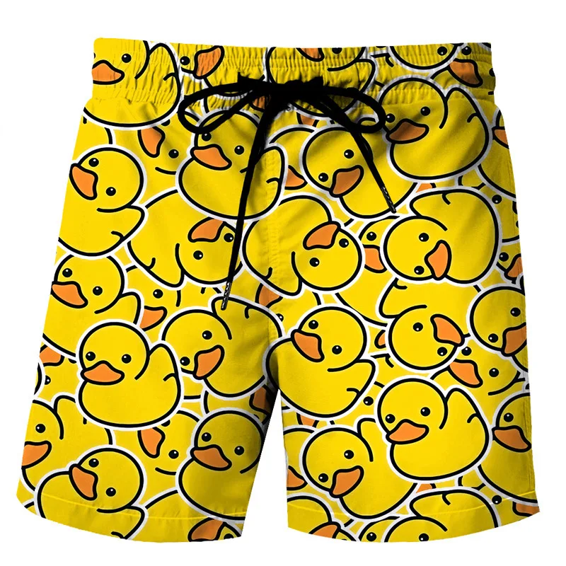 Pantalones cortos de verano para hombre, Shorts holgados de gran tamaño con estampado 3D de Patito de lujo, informales, deportivos, para correr en la playa, de secado rápido