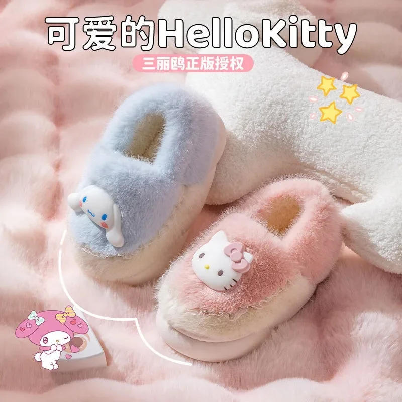 

Sanrio Hello Kitty Pendant Kawaii Anime Kuromi Cotton Slippers Cute My Melody Cinnamoroll Children Slippers Gifts for Kids