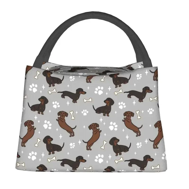 Gray Dachshunds Dackel Insulated Lunch Bags for Camping Travel The Wiener Dog Teckel Resuable Cooler Thermal Bento Box Women