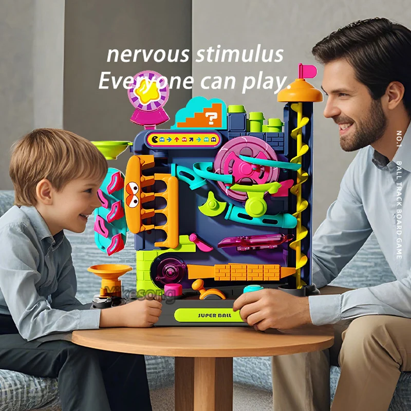 Multi-Layer Track Adventure Game Educational Montessori Toy Rail Rolling Ball Model Interactive Brain for Children Kids