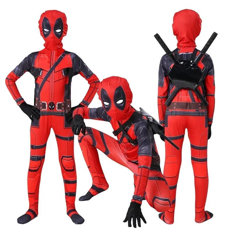 Cosxie Deadpool Costume Kids Cosplay Mask Suit Jumpsuit Superhero Deadpool Cosplay Bodysuit Halloween Spider Man Costume Adult C