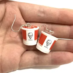 Novelty Mini Family Bucket Burger Fried Chicken Earrings Funny Simulation Resin Accessories Handmade Jewelry Women's Earrings