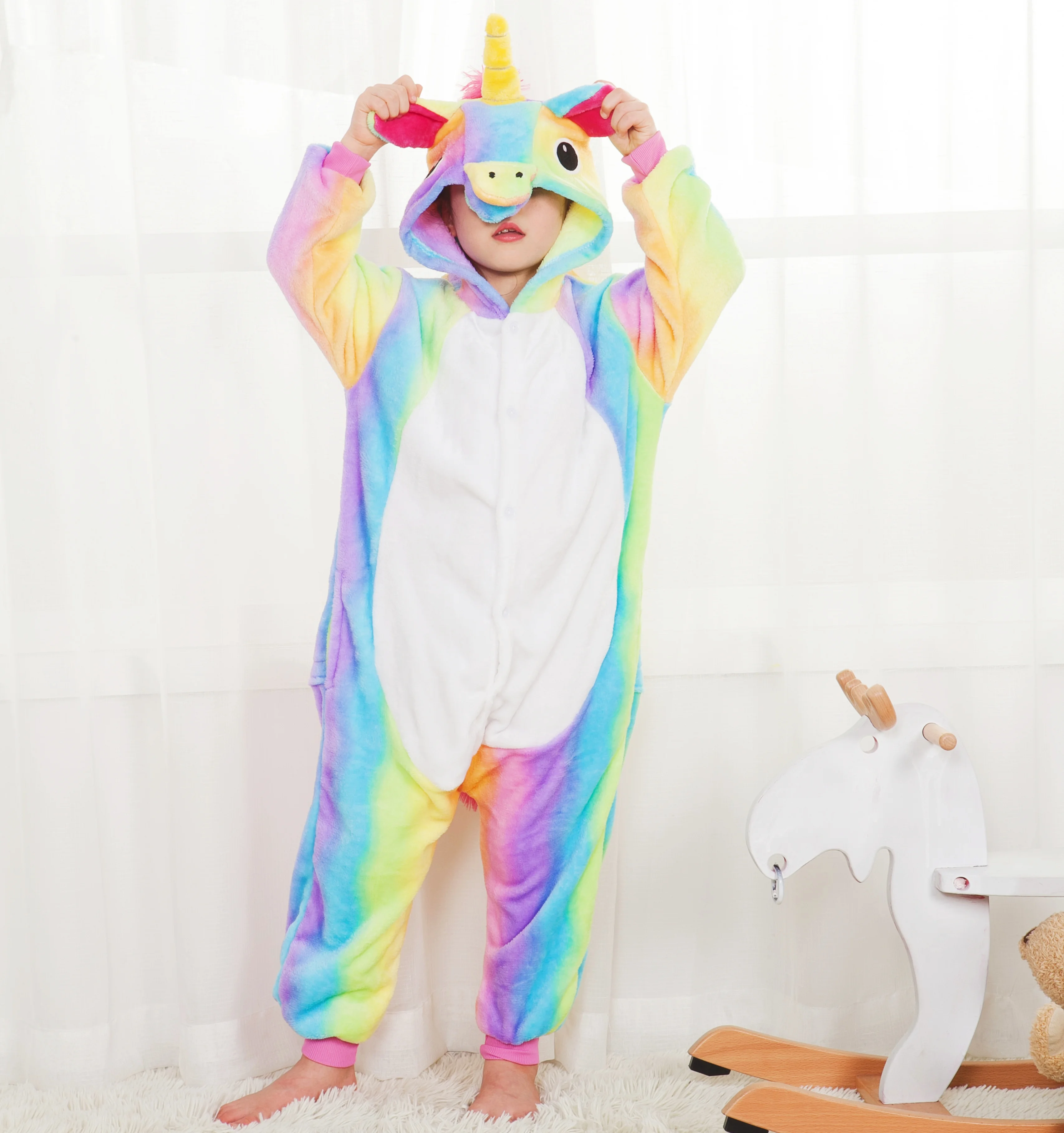 Unicorn Animal Pajamas Children Kids Cartoon Kigurumi Onesies Winter Soft Warm Clothes For Boys Girls Christmas Halloween Gifts