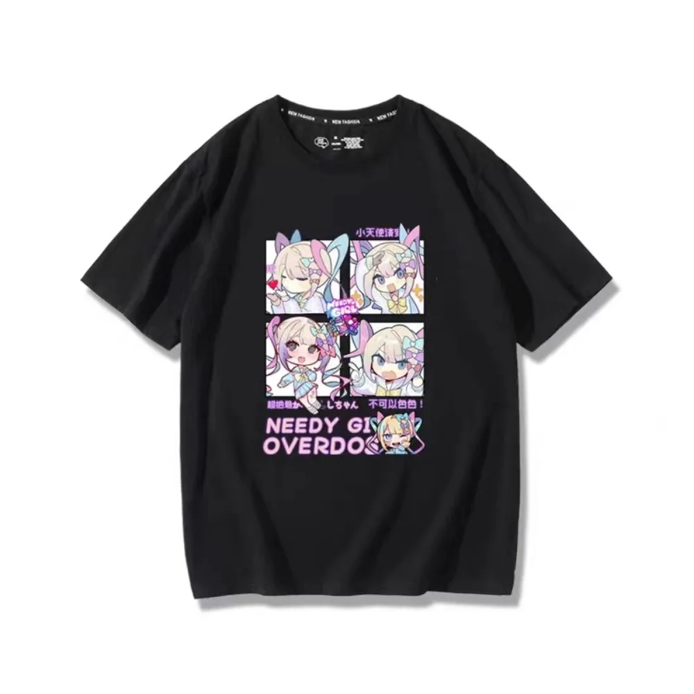 NEEDY kız aşırı doz Anime boy T-shirt Manga grafik Tee kadınlar sevimli üst erkekler pamuk kısa kollu yaz Kawaii çift giysi