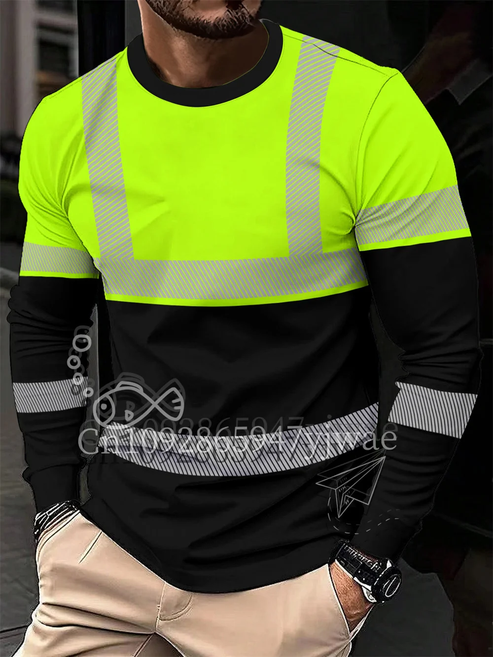 Men Casual 3d Print Long Sleeve T Shirt Fluorescent Color Home Work Clothing Breathable Quick Drying Mesh T-Shirt Men'S T-Shirt