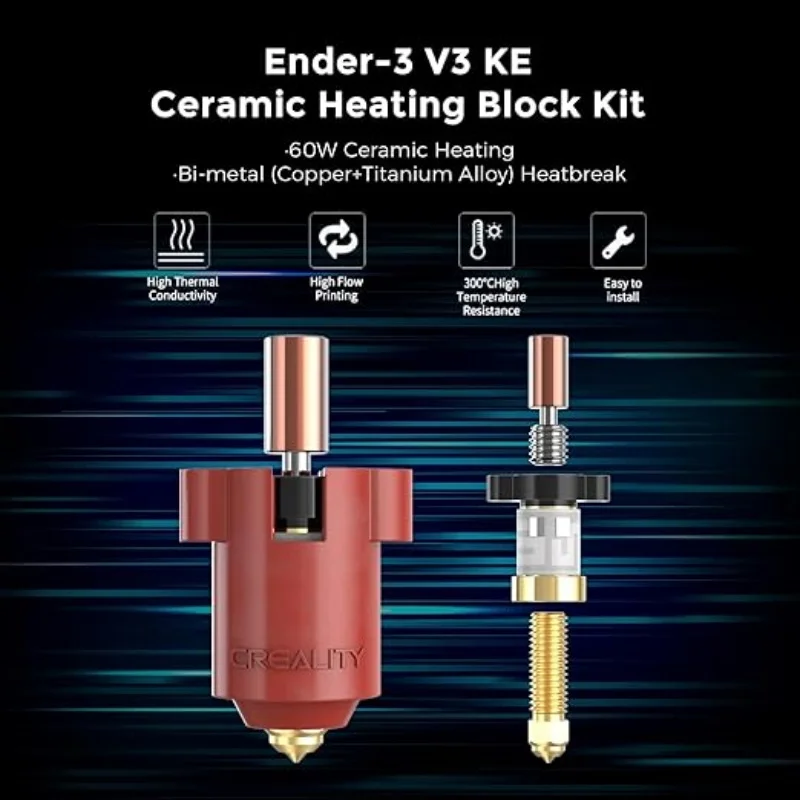 Creality Ender 3 V3 KE Ceramic Hotend Kit 300°C High Temperature Heating Block Extruder Hot End for K1/K1 Max