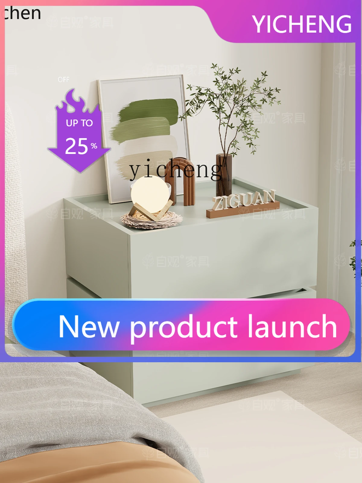 AA  Bedside Table Bedroom Bedside Storage Rack Antique Style Storage Cabinet Sofa Side Cabinet