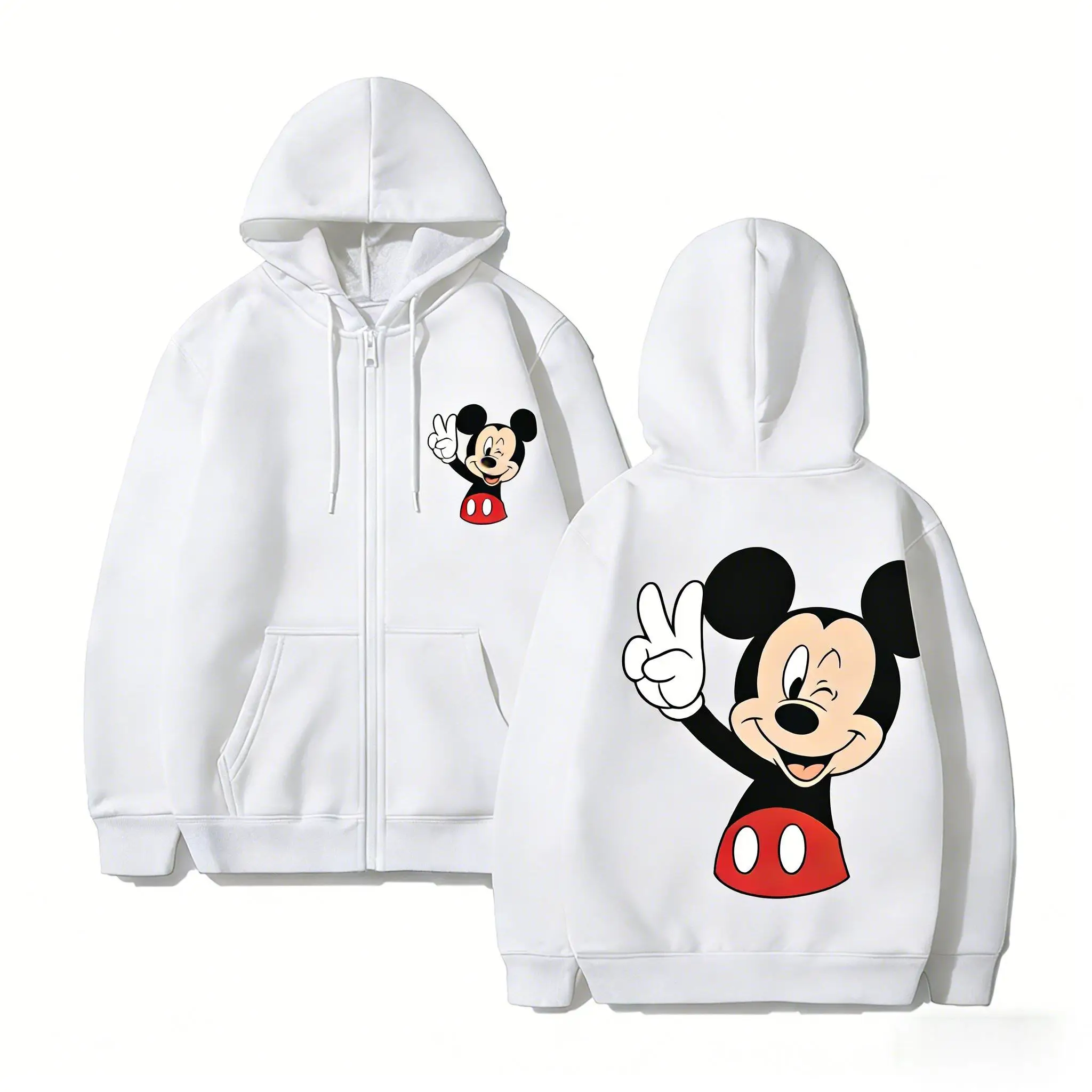 

Толстовка на молнии с рисунком Микки Мауса Диснея, мужской и женский пуловер, толстовка с принтом, повседневная уличная одежда, весна-осень 2026, топы Y2k