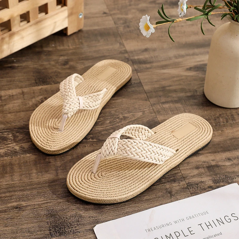 

Женские летние повседневные шлепанцы, удобные льняные тапочки, однотонные льняные шлепанцы, сандалии на платформе, женская домашняя обувь, обувь