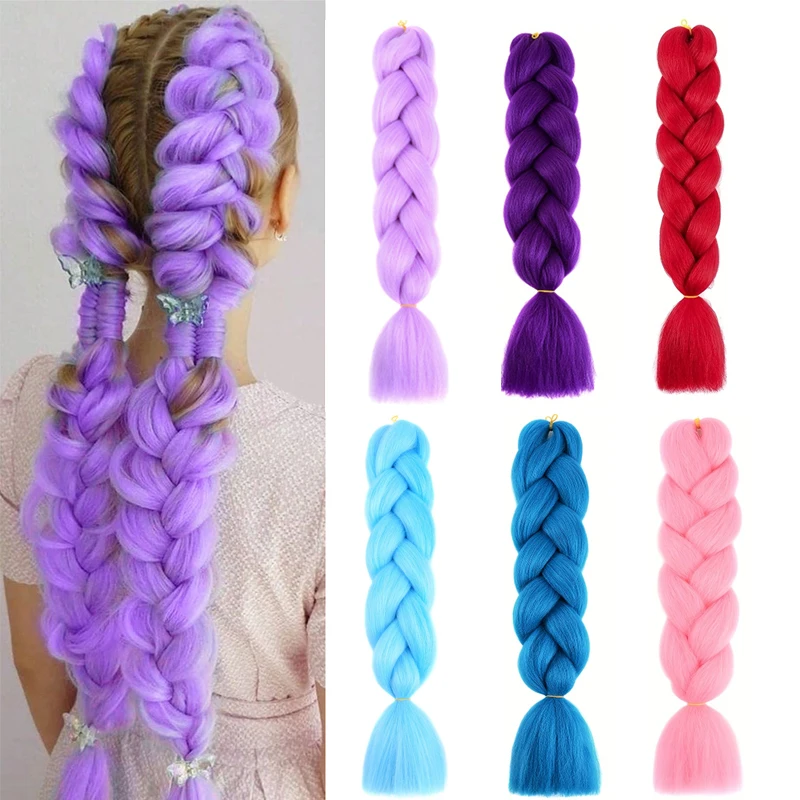 24 بوصة الضفائر الاصطناعية جامبو ملحقات تجديل الشعر أومبير لون الشعر للنساء جديلة