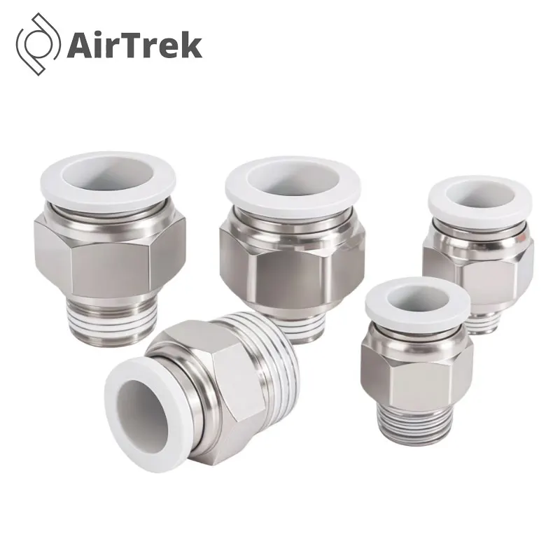 1/10/20PCS  PC BSP Thread Pneumatic Hose Fitting Push in OD 4 6 8 10 12mm Thread 1/8 1/4 3/8 1/2'' Quick Connector for Air Tube